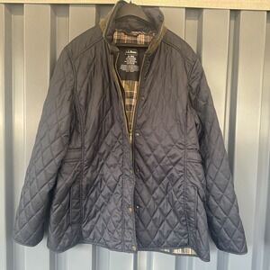 LL Bean Quilted Thermore Barn Jacket Collar Tan Full Zip Mens XL
